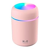 Mini Humidificador pequeño Ultrasónico Portátil 300ml, para Habitación y Bebés – Silencioso, Humidifier Difusor Aromaterapia Mini USB con Luz LED 7 Colores, opción con o sin batería, Ideal Viajes