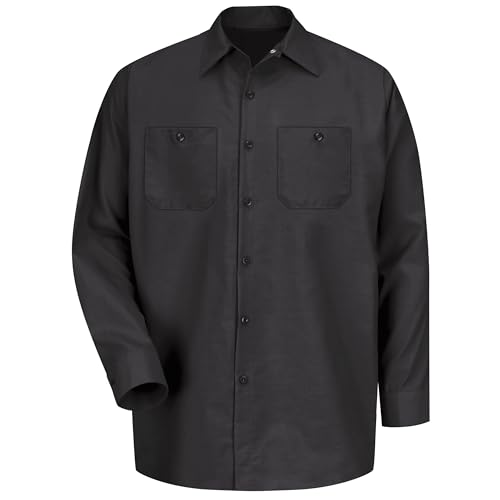 Image of Red Kap Men's Long Sleeve Industrial Work Shirt | Moisture Wicking Button Up, Wrinkle Resistance Fights Fading & Stains