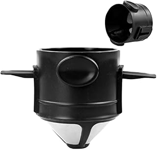 Reusable Pour Over Coffee Maker, Stainless Steel Cone Coffee Dripper Filter 1-2 Cup, Paperless with Collapsible Holders for Home Office Travel Camping