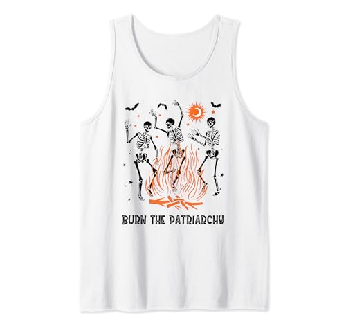 Burn The Patriarchy Feminista Dancing Skeleton Halloween 2022 Camiseta sin Mangas