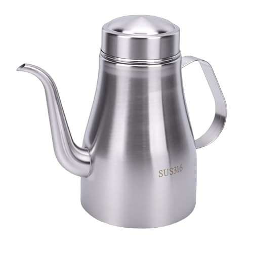 Oreilet Botella Dispensadora de Aceite de Acero Inoxidable, Lata de Aceite Oliva para Salsa Soja, Contenedor Almacenamiento Vinagre Dispensador Condimentos para Cocina, Restaurante (48 onzas)