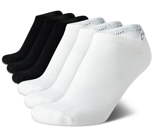 Image of Calvin Klein Womens No Show Socks - 6 Pack Non Slip Heel Lightweight Cotton Blend Low Cut Invisible Socks for Women