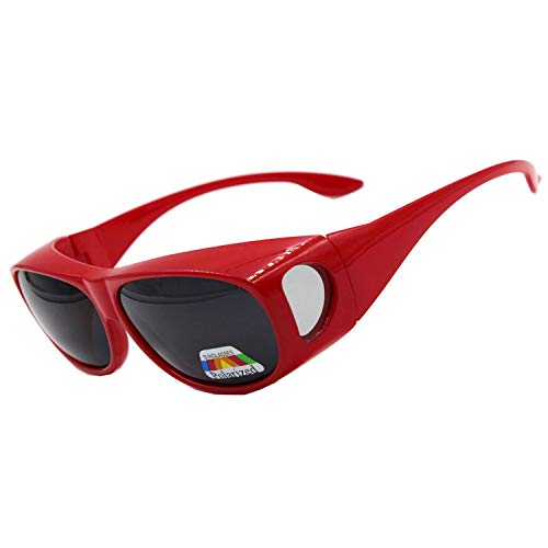Preisvergleich Produktbild Sonnenbrille Überziehbrille für Brillenträger Brille Herren Damen {Polarisiert Sonnenüberbrille über normale Brillen},UV400 sunglasses Fit Ove Rx Glasses (Red)