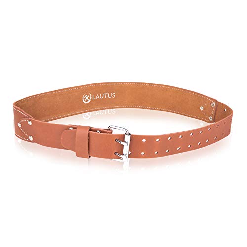 Image of LAUTUS 3-Inch Tapered Work Belt in Heavy Oiled Tanned Leather| 32-Inch to 46-Inch | Brown|