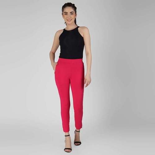 Image of ON&ON Women's Cotton Stretchable Slim Fit Straight Pants Trouser for Casual Wear and Office Wear