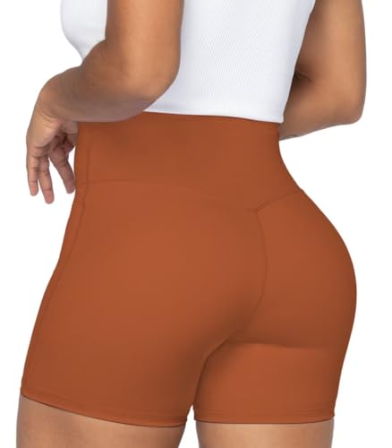 Image of Sunzel Crossover Biker Shorts for Women, No Front Seam V High Waist Yoga Workout Gym Shorts with Tummy Control | 4 Or 6-Inch Inseam, High Waisted, Tummy Control, Crossover Waist, Buttery Soft, No Front Seam, Squat Proof, Compression