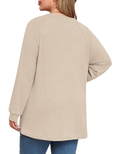 Lastshe Womens Plus Size Tops Fall Long Sleeve Shirts Dressy Casual Loose Fit Tunic Sweaters Clothes with Pockets 20254
