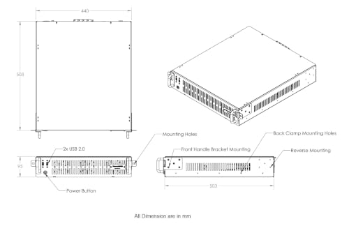Image of XtremeMiner 19 Inch U Rack Mount 2U Server Case for 9 Drives EM-2UNASV4 (Telescopic Mounting)