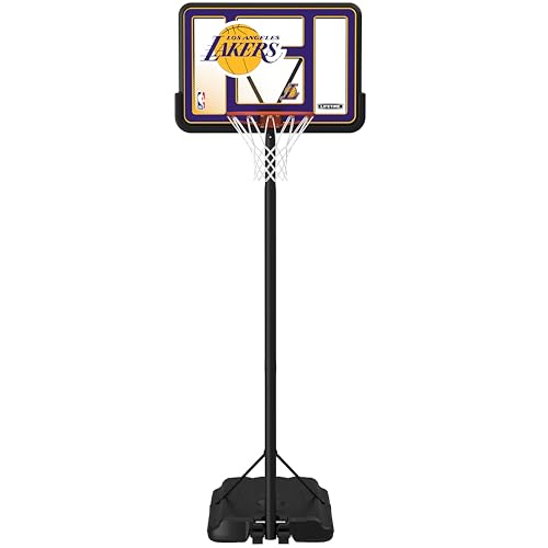 Image of Lifetime NBA Los Angeles Lakers Portable Basketball Hoop, Adjustable Height 7.5-10 Ft, 44 Inch Shatterproof Fusion Backboard, Base with Wheels