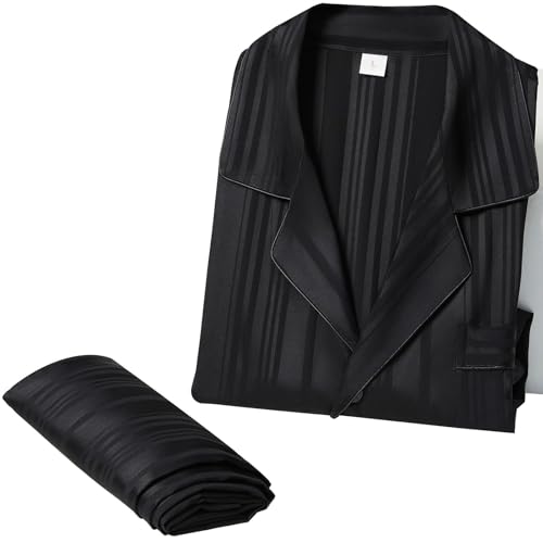 SIHA Mens Pajamas Set Satin Sleepwear Long Sleeve Loungewear Button-Down Pajamas for Men S-4XL4