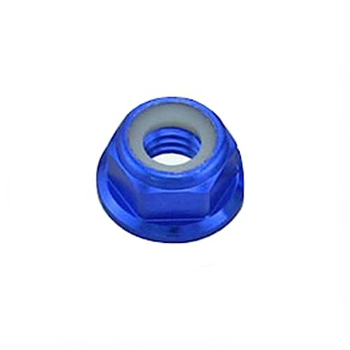 Écrous légers M6 en aluminium anodisé bleu à embase crantée pour sécuriser vos liaisons, 10x