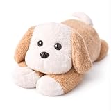 uoozii 20' | 4 Pounds Light Brown Dog Weighted Stuffed Animals with Unscented Microwavable Heating Pad, Cute Coolable Heatable Weighted Plush Warm Gift for Kids & Adults
