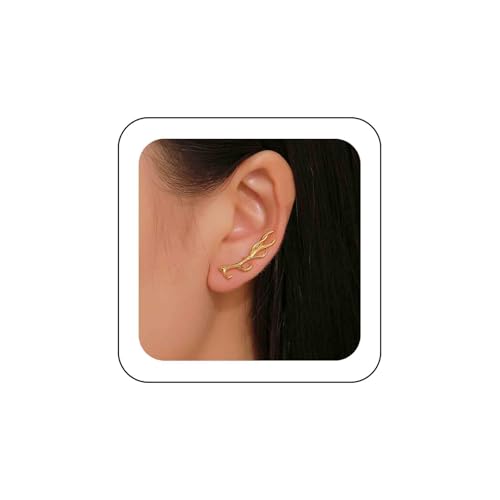 Inateannal Boho Geweih Ohrmanschette Ohrring Geweih Ohr Kletterer Ohrringe Gold Baumzweig Geweih Ohrmanschette Ohrringe Geweih Kletterer Krabbler Ohrringe Minimalistisch Geweih Ohrstecker Ohrringe