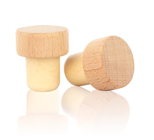 Qpractiko - Tapón de Vino Haya Reutilizable | Mantiene Frescura y Sabor del Vino | Fácil de Limpiar | Sin Goteo | Cierre Hermético | Tapón Sacar Aire Vino, 6,2 x 3,8 cm, Madera