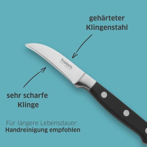 Foto von Kuppels SOLID Schälmesser, extra scharf & schnitthaltig, gehärteter Klingenstahl, rostfrei, poliert & spülmaschinenfest, Gemüsemesser, Obstmesser, Garniermesser…
