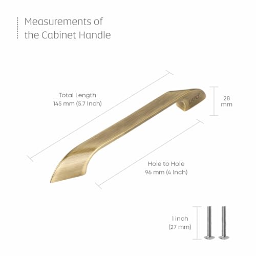 Image of LAPO 4 Inch Cabinet Handles for Drawer, Ideal for Kitchen and Wardrobe, Reliable Grip Design, Easy Installation, 3 Years Warranty (96mm, Antique Finish, Pack of 10) - Twist