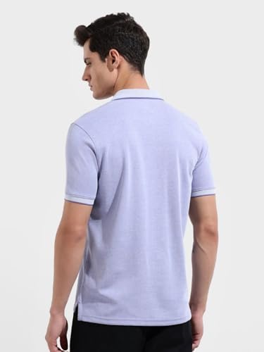 Image of The Indian Garage Co Men Regular Fit Textured Polo Neck Half Sleeves Tshirt