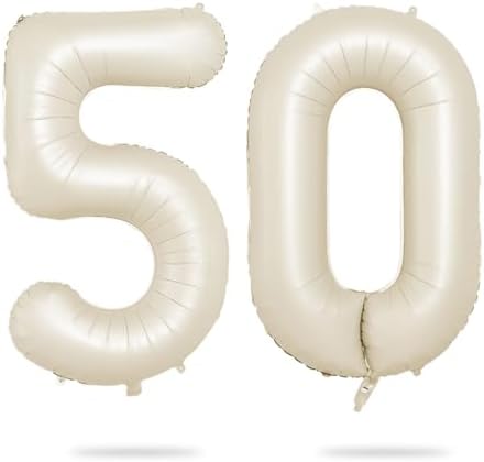 40 Inch Cream Number 8 Balloon, Beige Large 8th Birthday Balloons, Digital 8 Cream White Giant 8 Foil Balloon Helium for Boys Girls 8th Birthday Decorations Anniversary Baby Shower Party Decorations