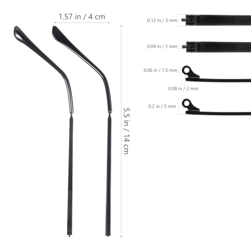 Image of UKCOCO Metal Eyeglass Temple Arms 2-Pack - Black Anti-Slip Silicone Tips, Lightweight Metal Replacement Arms for Universal Sunglasses & Reading Glasses, DIY Repair Kit for Indoor & Outdoor Use