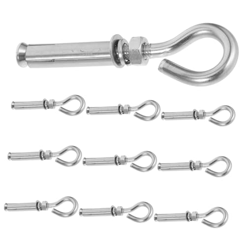 IWOWHERO 10pcs Stainless Steel Expansion Eye Bolt Concrete Wall Hooks Hardware for Hanging Drywall Bolt Wall Anchor Industrial Use