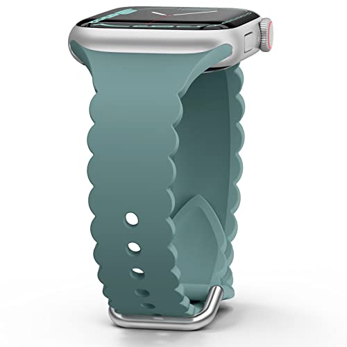 Sunnywoo Lace Sport Silicone Band Compatible with Apple Watch 38mm 40mm 41mm 42mm 44mm 45mm 46mm 49mm for Women, Soft Wristband Waterproof Replacement for iWatch Series Ultra 10 9 8 SE 7 6 5 4 3 2 1