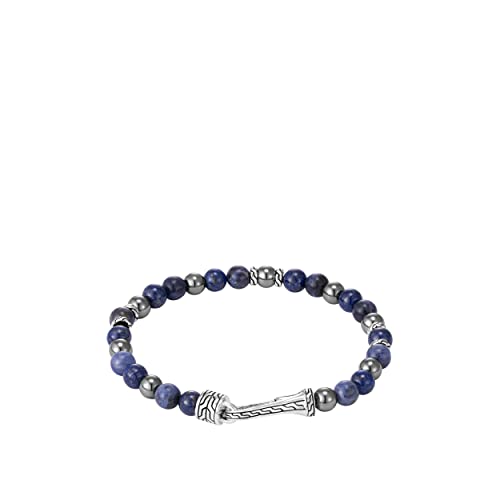 John Hardy Men's Silver Chain Bracelet with Lapis Lazuli, Sodalite and Hematite Beads, Classic Chain Collection, Size M2