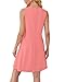 OFEEFAN Womens Pleated Front Tank Dresses Fashion Spring Sleeveless Pockets Sundresses Casual Summer Coral L
