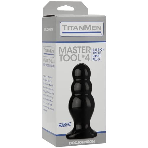 Doc Johnson Titanmen - Master Tool #4 - Triple Ripple Plug - 6.6 In. Long And 2.6 In. Wide - Prostate Stimulating Anal Toy - Butt Plug #TOP1