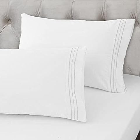 Brushed Microfiber Bed Pillowcases Set of 2, White Cover