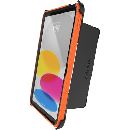 Image of OtterBox iPad (A16) & iPad 10th Gen (Only) Defender Series Case - High Visibility (Orange) - Multi-Layer Protection - Four Position Stand - Built-in Screen Protector, Port Covers, Apple Pencil Storage