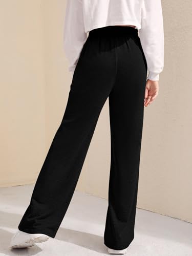 Verdusa Girl's Graphic Embroidery Straight Leg Sweatpants Elastic Waist Joggers with Pockets2