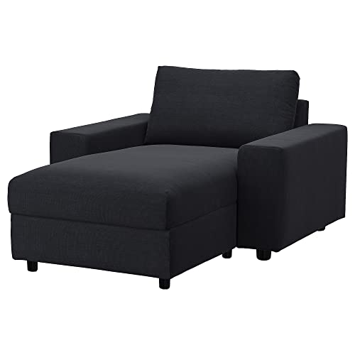 Ikea Vile Chaise longue con reposabrazos anchos/Saxemara negro-azul