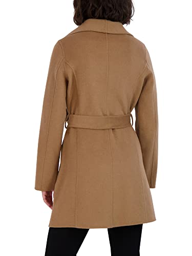 Image of TAHARI Women's Double-faced Luxury Soft Wool Blend Peacoat- Wrap Wool Coat With Removable Belt