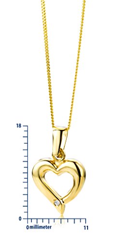 Miore Damen-Anhänger Herz 9 Karat 375 Brillant mit 45cm Kette