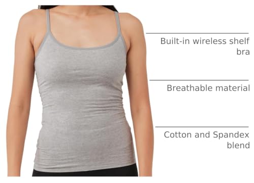 Image of Pact Womens Cotton Camisole Tank Top with Built-in Shelf Bra