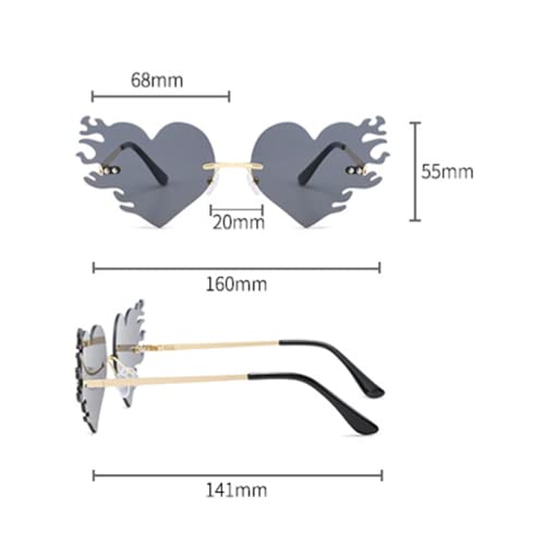 ENTHYI Melting Heart Flame sunglasses Women/men Trendy Rimless Party Cute Prom Glasses Novelty Heart Fire Flame Eyewear4