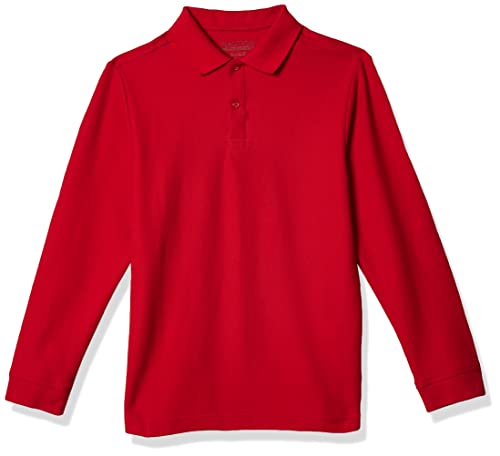 Nautica - Camisa Polo de Manga Larga para niño, Cierre de Botones, cómodo y Transpirable, Rojo -, 4 Años