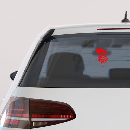 Image of KREEPO Pack of 2 Om & Flag Religious Self-Adhesive Vinyl Car Decal Sticker for Exterior Use| Dashboard| Windshield (Red)
