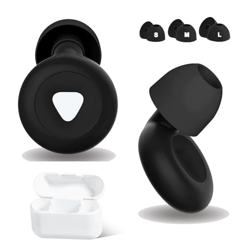 PRXA 耳栓 睡眠用 水洗い可 遮音 防音 騒音 安眠 快眠 就寝 聴覚過敏 高性能みみせん 耳せん 40dB低減 めざまし いびき 飛行機 旅行 工事 読書 ケース付き おしゃれ デザイン 高性能 快眠 シリコン S･M･L 3種サイズ