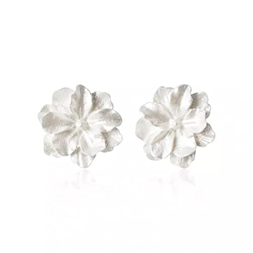 Boucles d'oreilles fleur blanche sterling pour femme, bijou de mariage estival