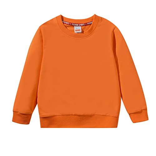 Toddler Kids Boy Girl Clothes Unisex Solid Color Hoodie Sweatsuit Long Sleeve Warm Fleece Pullover (c-Orange, 6-7 Years)