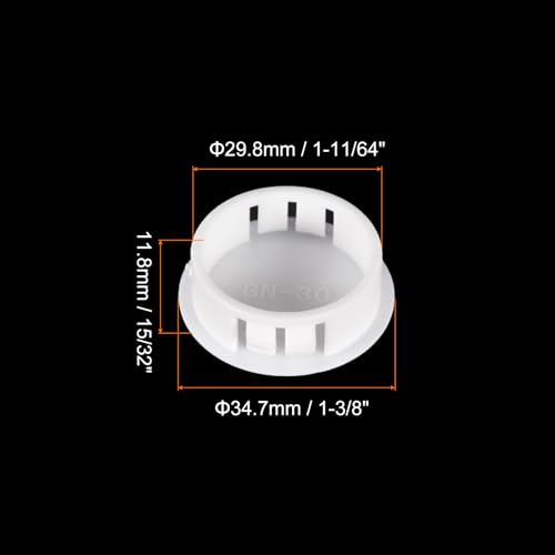 Image of uxcell 1-11 /64 inch Plastic Hole Plugs, 26Pcs Flush Type Panel Round Snap in Fastener Knockout Locking Plugs for Furniture Insert End Caps Panels, White
