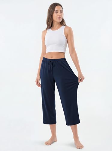 Image of Sexy Basics Women's Capri Lounge Pants | Stretch Comfort Soft Bottoms | Drawstring & Pockets | Multi Packs & Colors