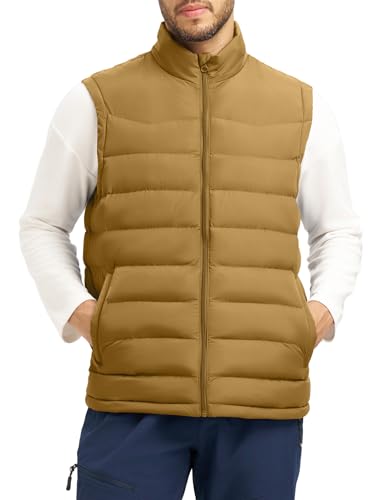 Rdruko Men's Winter Puffer Vest Insulated Quilted Water-Resistant Windproof Zipper Lightweight Sleeveless Work Fishing Hiking