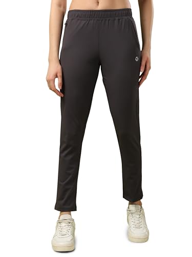 Image of TECHNOSPORT Women's Regular Fit Mid Rise Solid Track Pant with Antimicrobial, Stretchable for Gym, Workout & Sports and Regular Use
