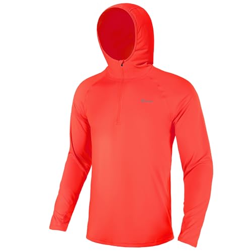 Men's 1/4 Zip Long Sleeve Rash Guard Hoodie Quick-Dry UPF 50+ Fishing Hiking and Water Sports