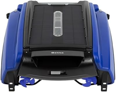 Betta SE Solar Powered Automatic Robotic Pool Surface Skimmer Cleaner with 24/7 Continuous Cleaning Battery Power and Re-Engineered Twin Salt Chlorine Tolerant Motors (Blue)