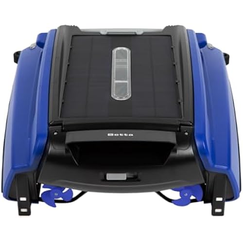 Betta SE Solar Powered Automatic Robotic Pool Surface Skimmer Cleaner with 24/7 Continuous Cleaning Battery Power and Re-Engineered Twin Salt Chlorine Tolerant Motors (Blue)