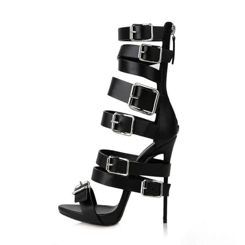 10cm Large Size Strap Buckle High Heels Fashionable Stiletto Sandals for Banquets and Nightclubs Ladies Shoes2