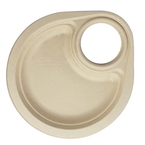 World Centric (PL-SC-9CUP) Compostable Bagasse 9 Inch Plant Fiber Party Plates w/Drink Cup Holder (Package of 200)